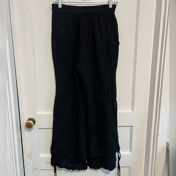 LUUKAA 7Y0209 Crinkle Linen Double Layer Lagenlook PANTS Black Size S New w/ tag - Picture 4 of 4